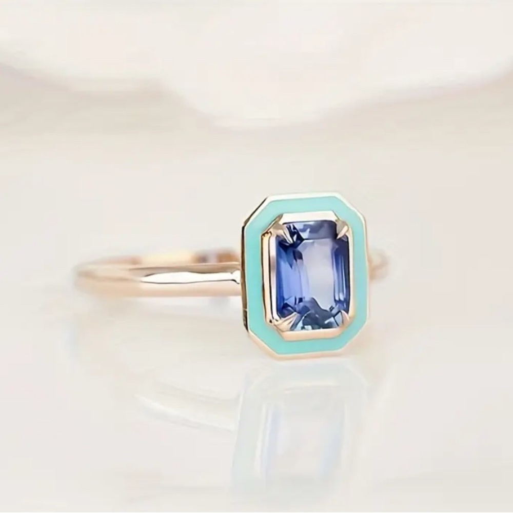 Modern Blue Zircon Ring